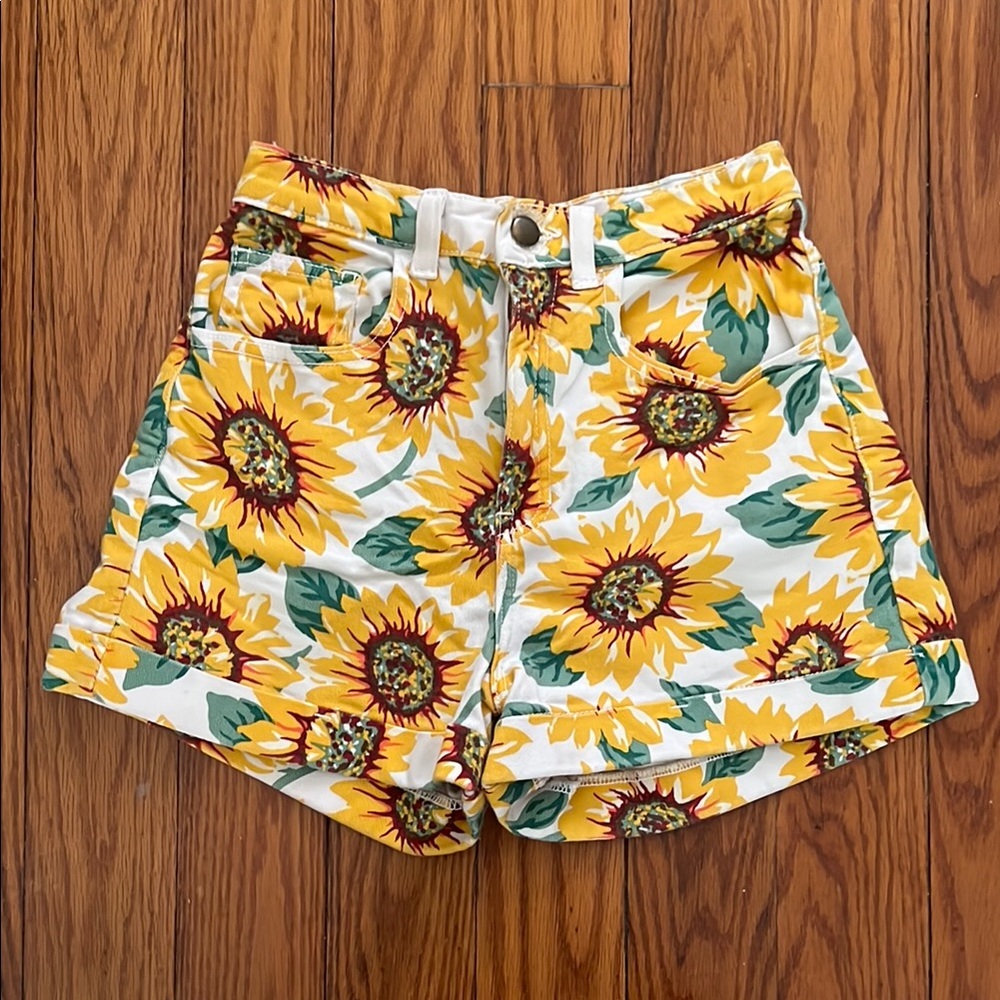 American Apparel High Waist Yellow and Green Shorts
